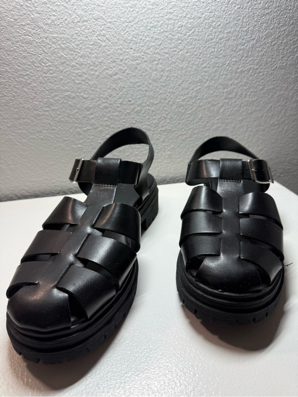 Old Navy Black Chunky Sandals with Buckle